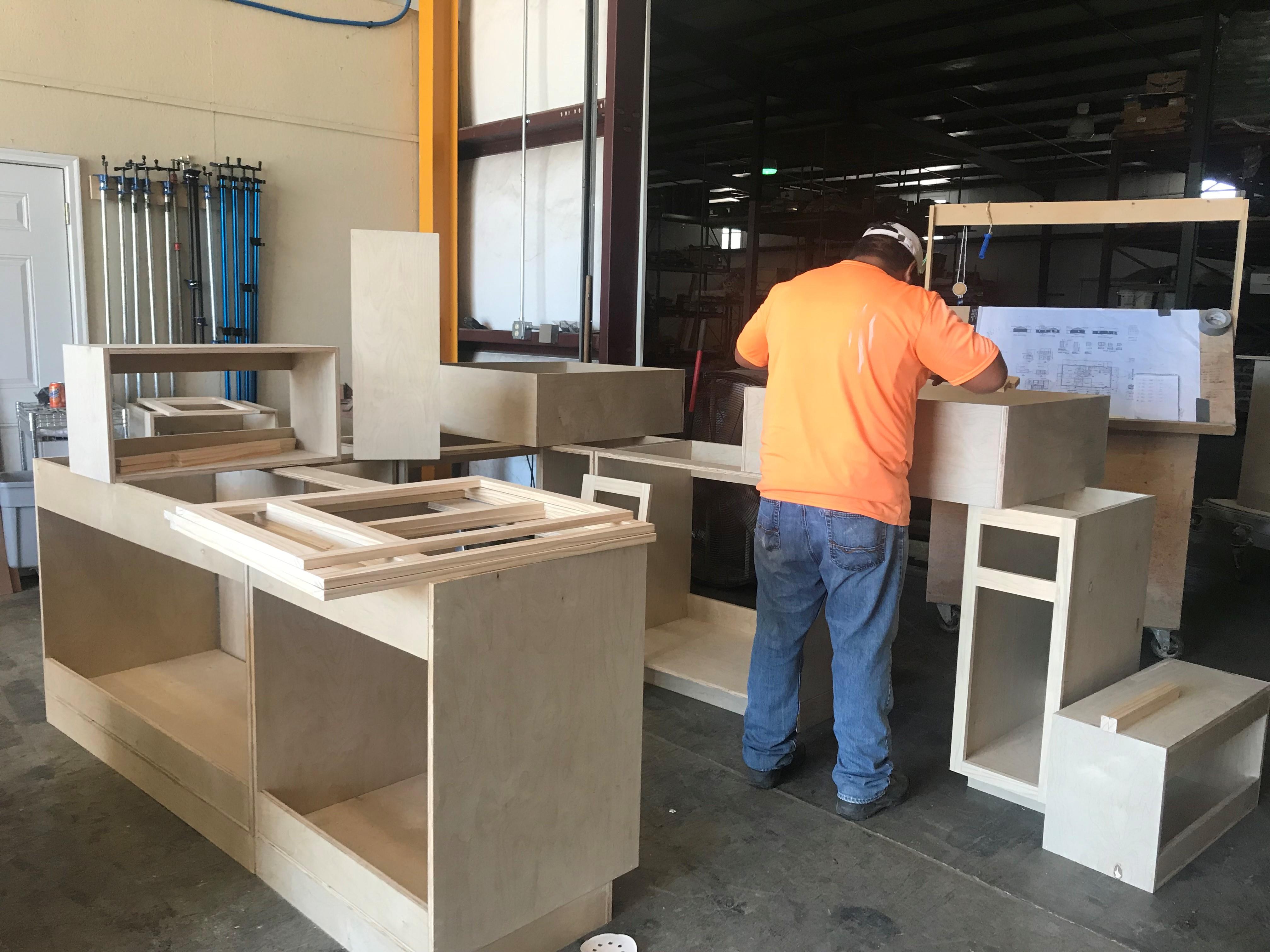 Cabinets under construction